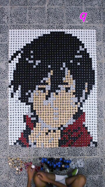 Mikasa Ackerman using bottle caps! 💥 #3d #3dart #art #qamhani #shorts