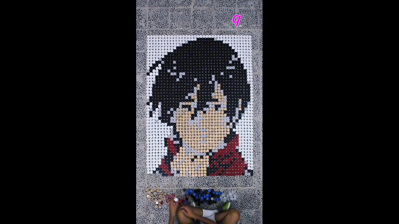 Mikasa Ackerman using bottle caps! 💥 #3d #3dart #art #qamhani #shorts