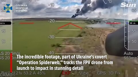 Watch drone blitz Putin's burning aircraft in spectacular new footage from Spiderweb attack