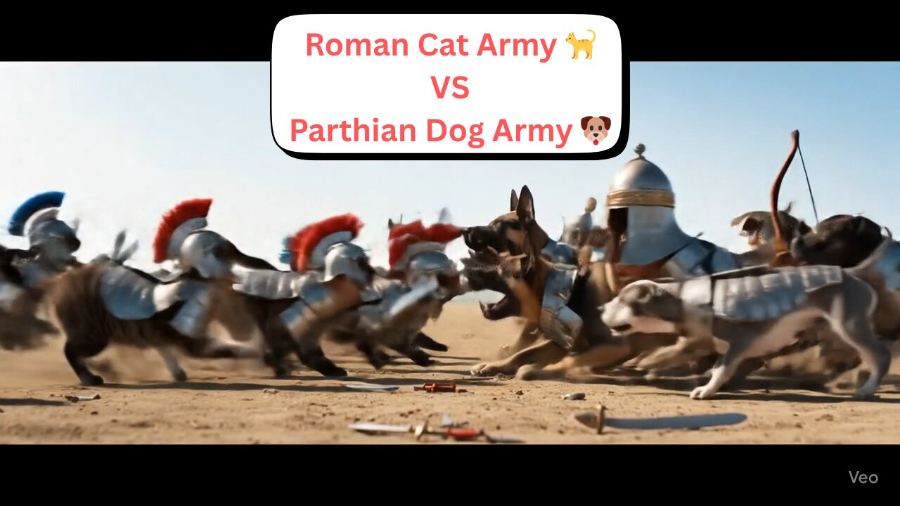Roman Cat Army Versus Parthian Dog Army