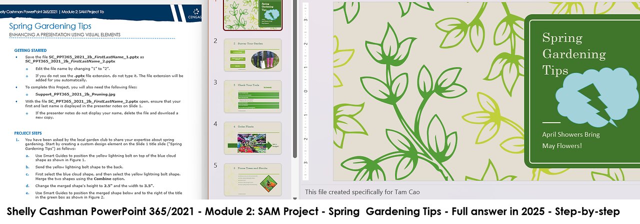 Shelly Cashman PowerPoint 365/2021 | Module 2: SAM Project 1b | Spring Gardening Tips (Update 2025)