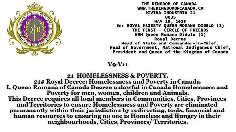 21 HOMELESSNESS & POVERTY. 21# Royal Decree: Homelessness and Poverty in Canada.