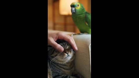 The Parrot Loses It Over Unpaid Cat Attention