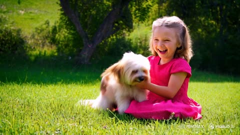 Cute Girl with Dog