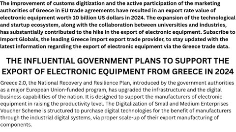 Greece’s Electronic Equipment Export 2024 | Market Overview & Trade Insights