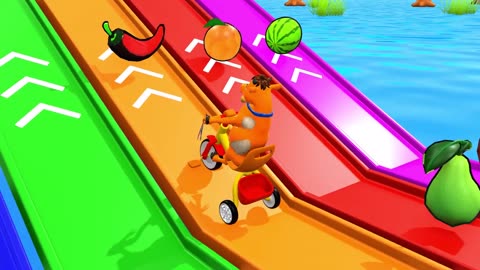 Long Slide Game With Cow Elephant Gorilla Hippopotamus Tiger 3d Animal Game Funny 3d Animals