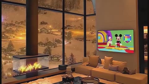 Open-Plan Living Room with Warm Ambiance.