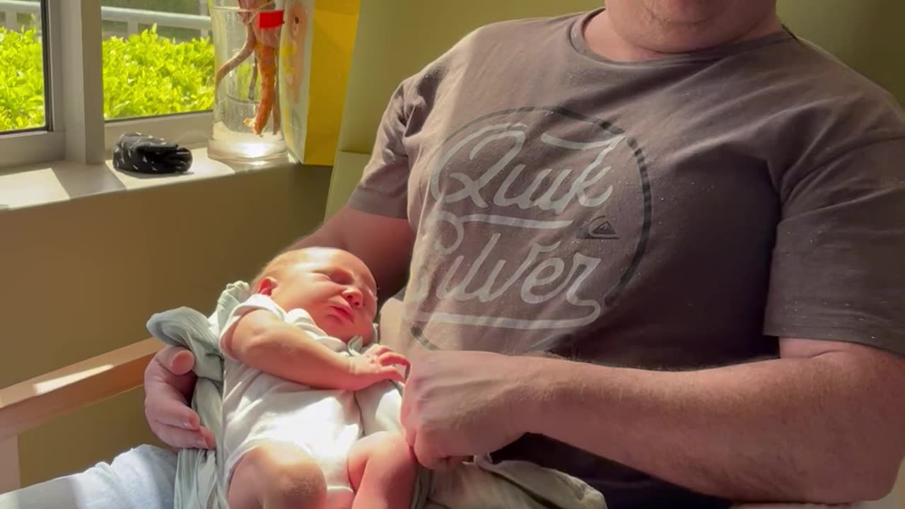 Dads reaction to newborns first diaper