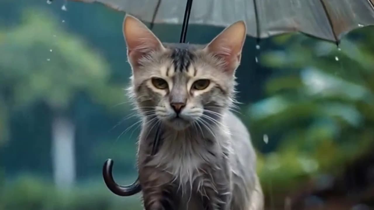 Cat Get wet in Rain