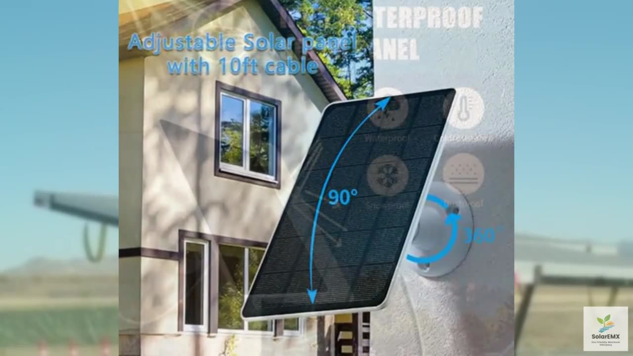 Solar Panel Charger for Security Camera, USB-C and Micro USB Port for Outdoor Re