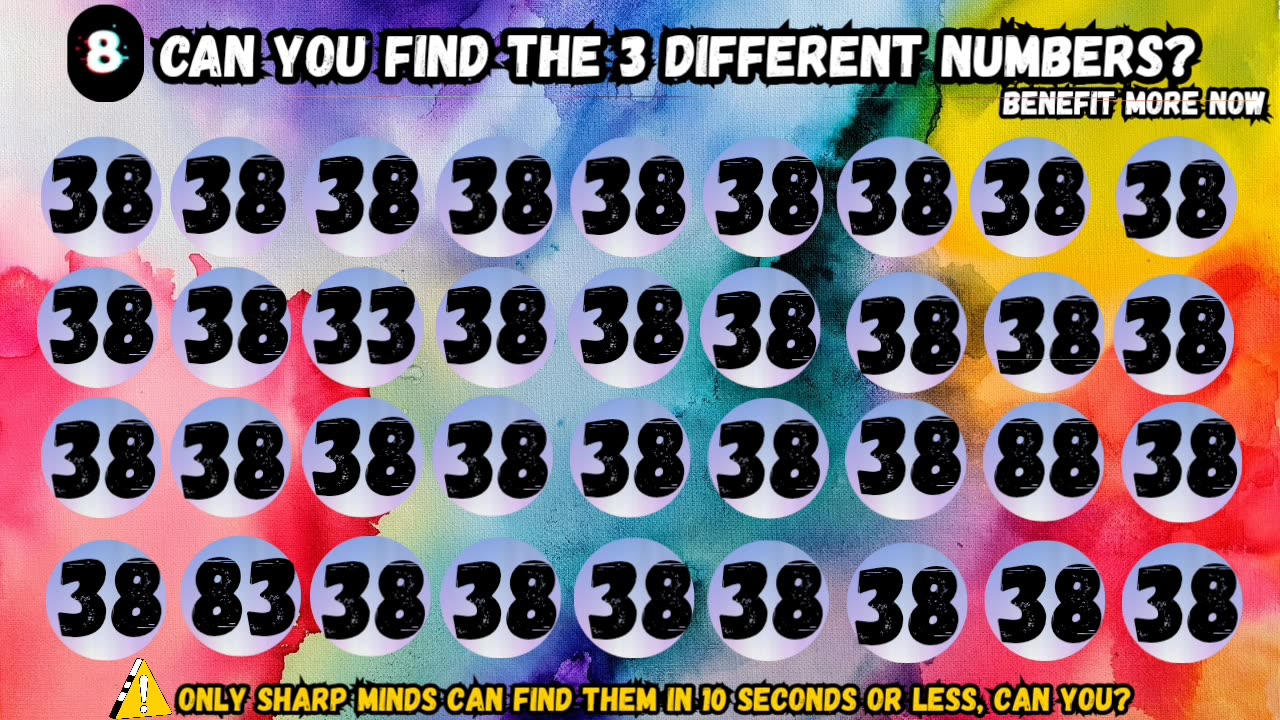 Can you find the 3 different numbers? 🔢