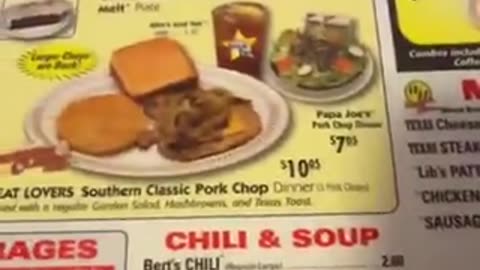 Waffle House menu from 2009