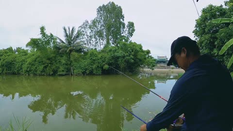 Salmon Spin Fishing in River Gravel Beds