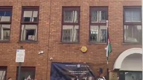 The flag of Palestine has been raised in London at the now recognized Embassy of the