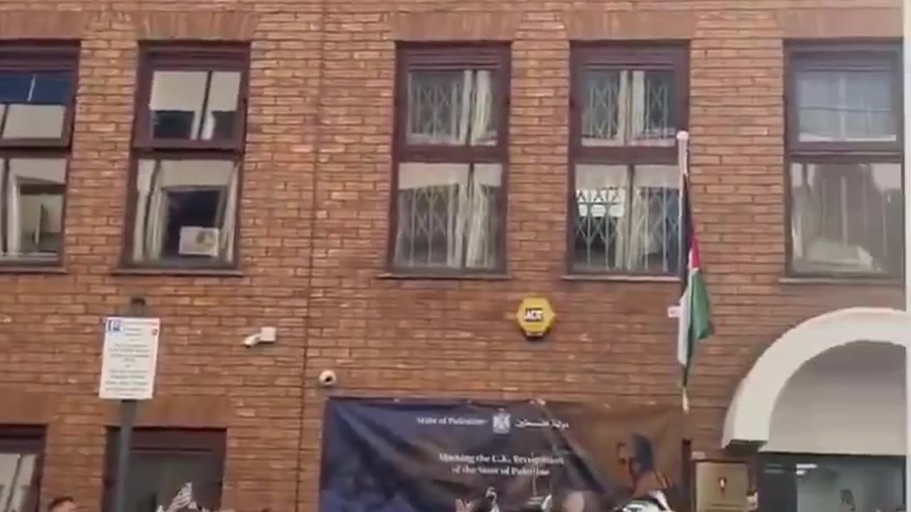 The flag of Palestine has been raised in London at the now recognized Embassy of the