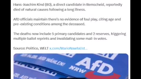 Germany: AFD politicians dying suddenly. The Talmudic Left taking out the Zionist Right opposition