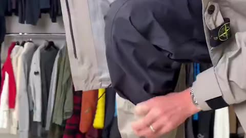 A waterproof jacket with built-in trousers, an all-in-one design to stay dry