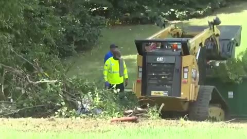 This decaying homeless encampment is currently being cleared and cleaned up