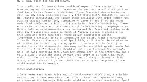 M 0 NIX, Sworn In For The Defendant, 69th To Testify