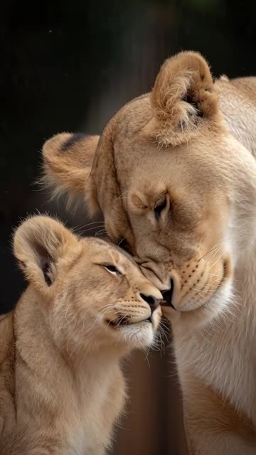 a lioness and lion cub