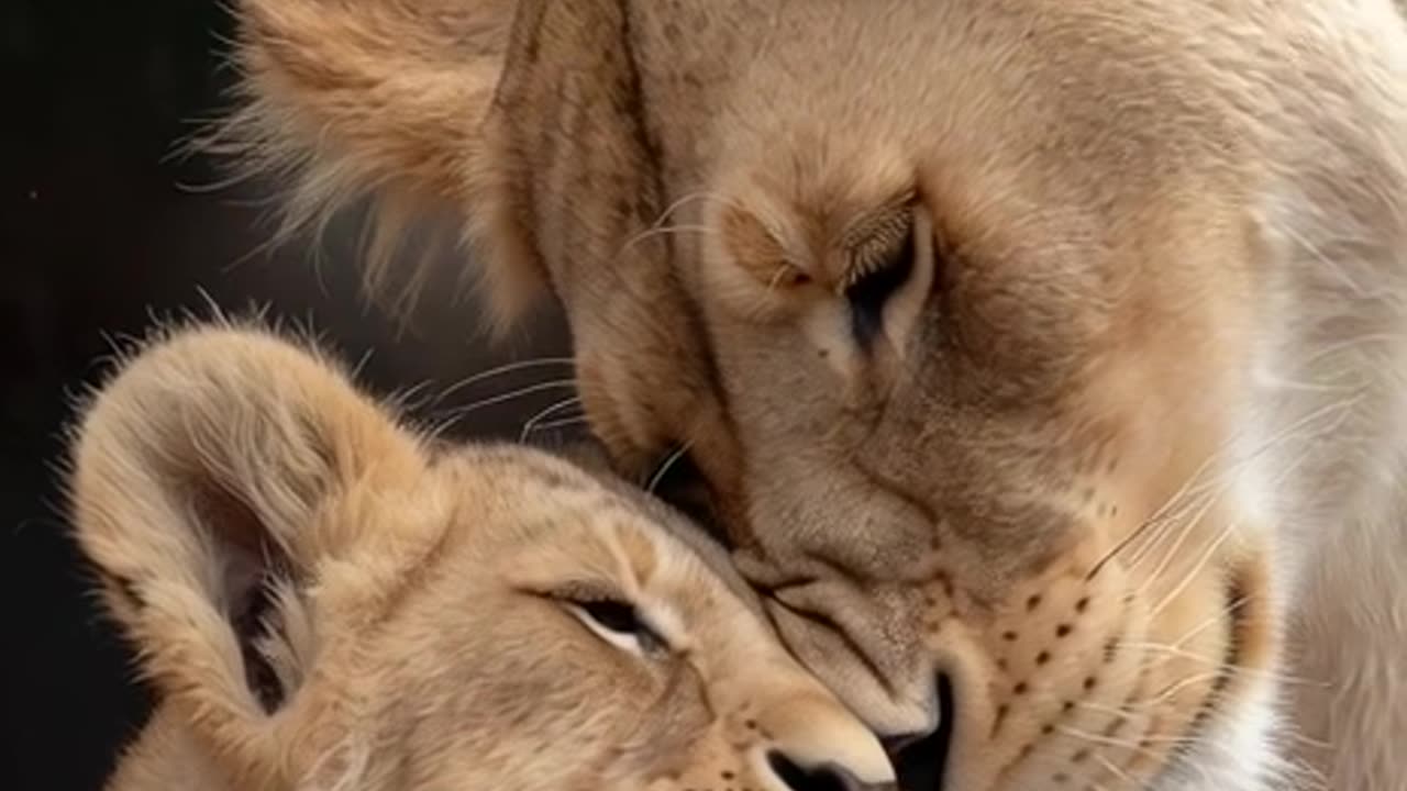 a lioness and lion cub