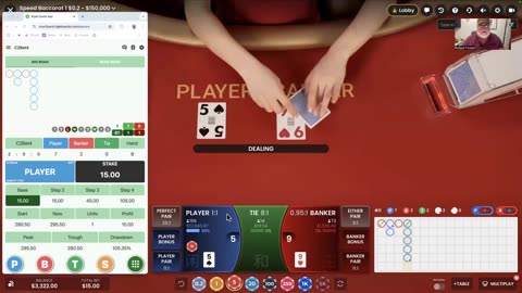 Win at baccarat with the Marty 1137 using the Rigel Castle App with $15 base bets.