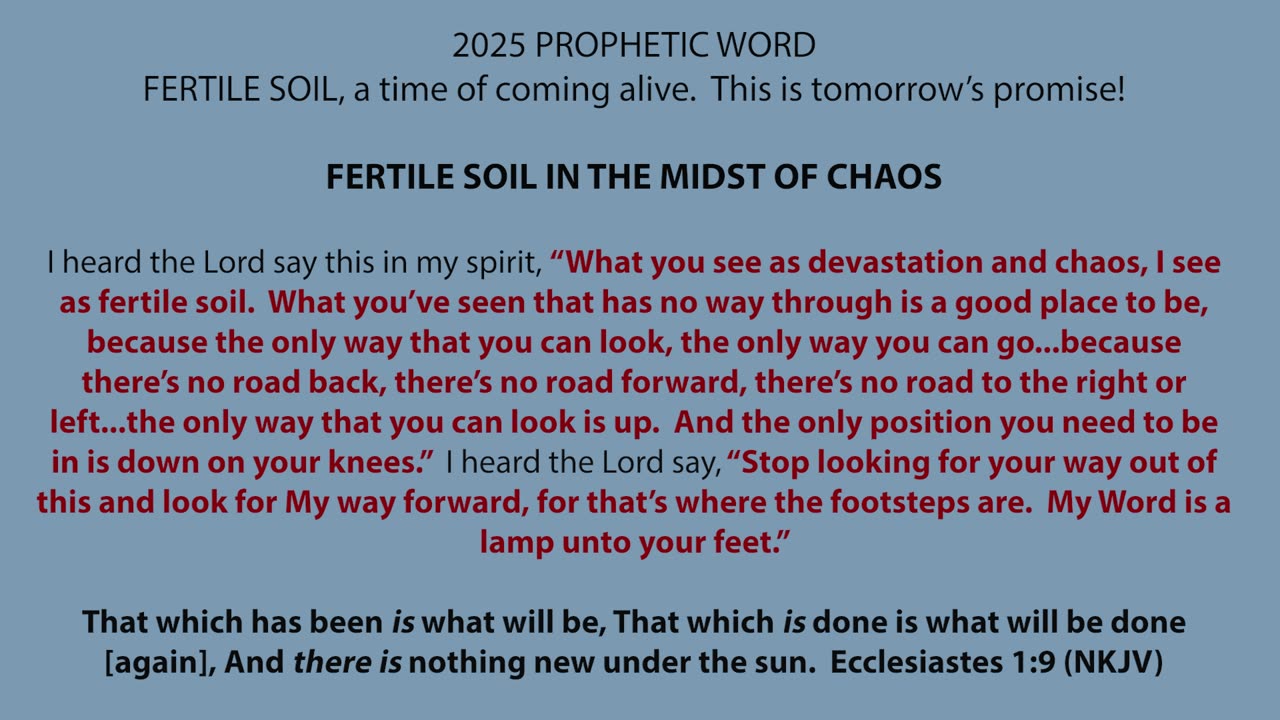 2025 Prophetic Word (Pt 5) - Fertile Soil - Pastor Jerry O'Brien