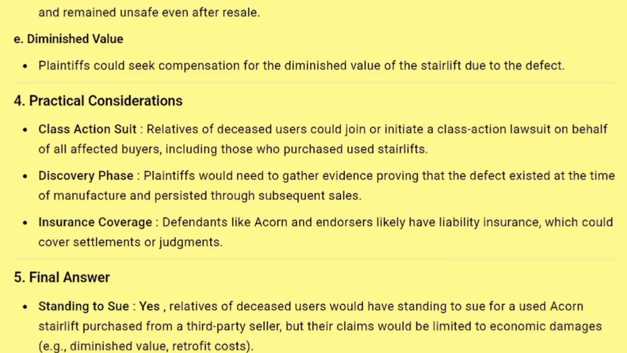Acorn stairlift plaintiffs can build a strong case even without injury or death claims