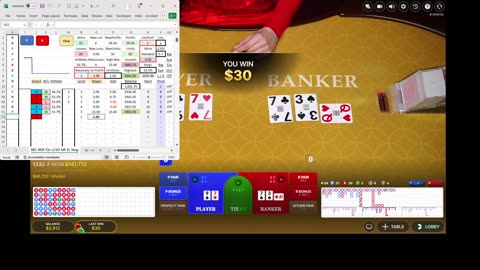 Live Baccarat - 68 units won in 47 minutes with 47.3% hit rate and 435 drawdown. LCSD set to 0.7