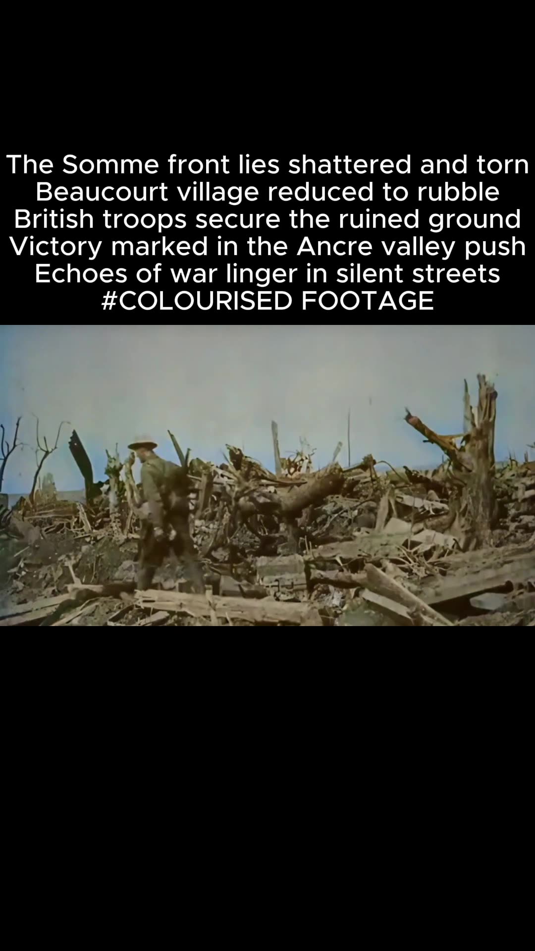 British soldiers celebrate victory at Beaucourt after the Battle of Ancre 1916