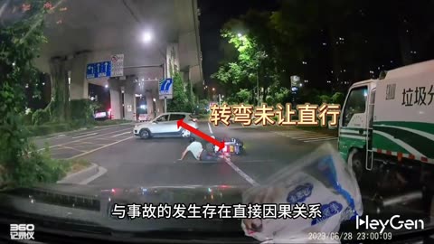 How is non-contact liability determined when a motorcycle overtakes a vehicle?