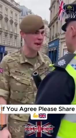 British solider smashes into a Policeman for arresting people for 'words