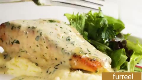 Salmon with creamy herb and garlic sauce 😍🥰