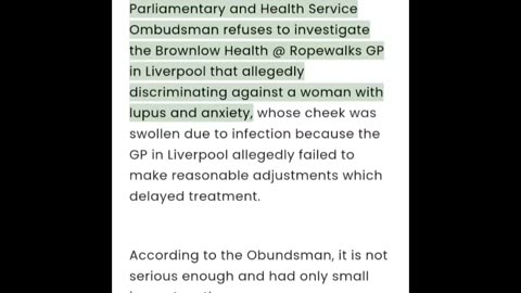 Ombudsman refuses to investigate GP in that allegedly discriminating against a woman with lupus