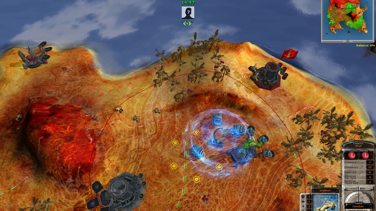 Massive Assault Network 2 (TBS): map Brimstone, playing on Linux (Lutris, Wine, Conty): won