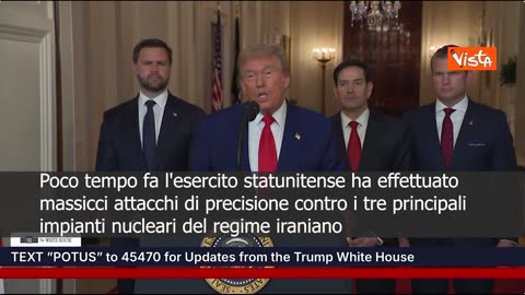 NOTIZIE DAL MONDO Trump;Abbiamo attaccato 3 impianti nucleari iraniani,spettacolare successo militare...Così il Presidente degli Stati Uniti Donald Trump.