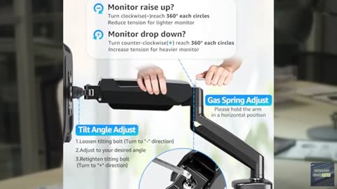 MOUNTUP Single Monitor Desk Mount, Adjustable Gas Spring Monitor Arm Support Max