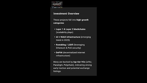 L1 AND L2 BLOCKCHAIN : CRYPTO PROJECTS 2025