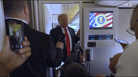 TRUMP❤️🇺🇸🥇🪽🕺🎊TAKES QUESTIONS ON AIRFORCE ONE🤍🇺🇸🏅🪽🎬🎤🛫EN ROUTE TO ALASKA💙🇺🇸🏅🪽🌲🏩🛬💫