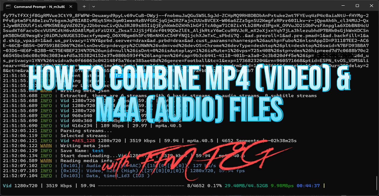 How to Combine/Join MP4 & M4A Files Using N_m3u8DL-RE & FFMPEG