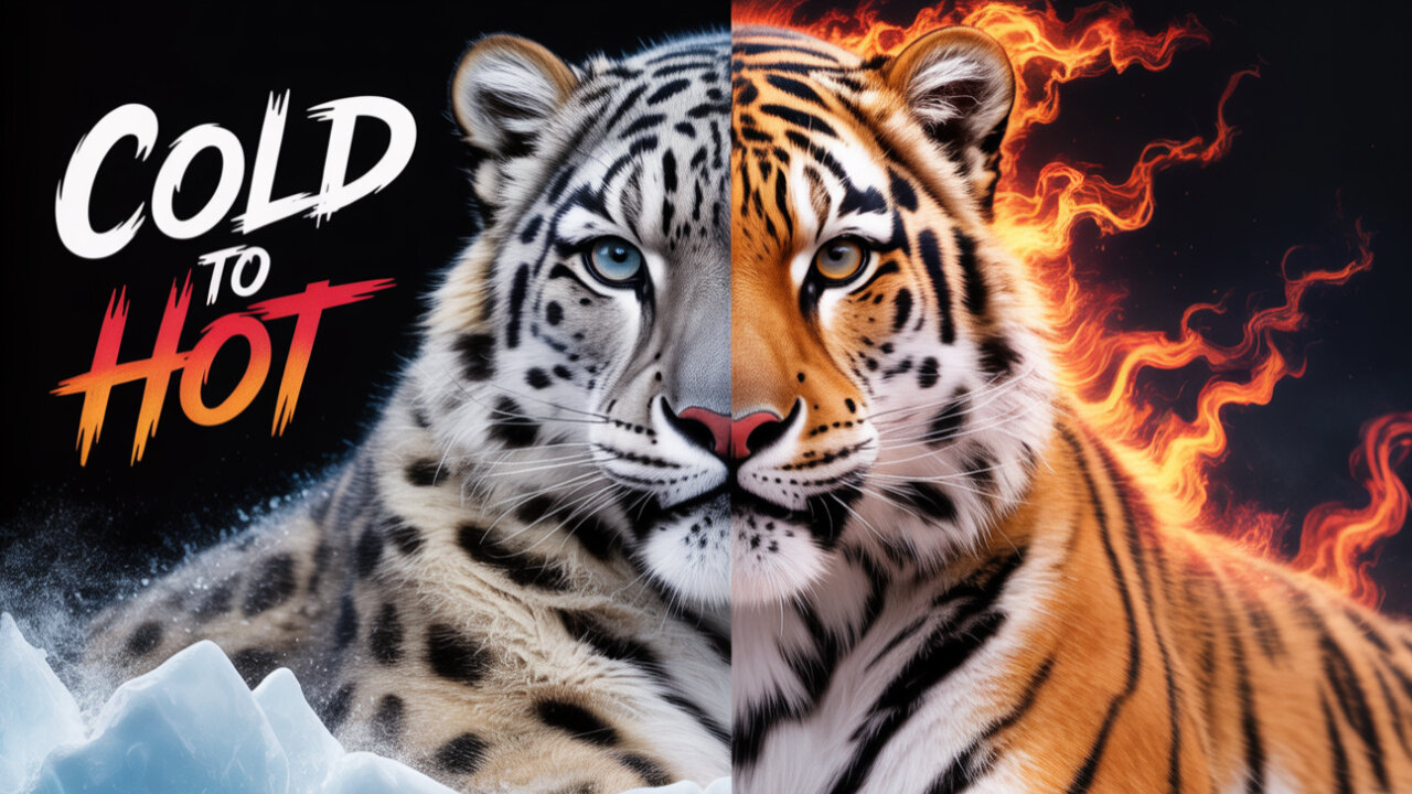 Cat transformation is ice big cat and polar bear transform in to big fire bear