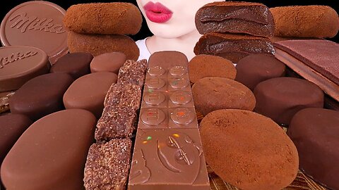 ASMR MUKBANG｜CHOCOLATE MARSHMALLOW ICE CREAM RICE CAKE MILKA M&M SNACK