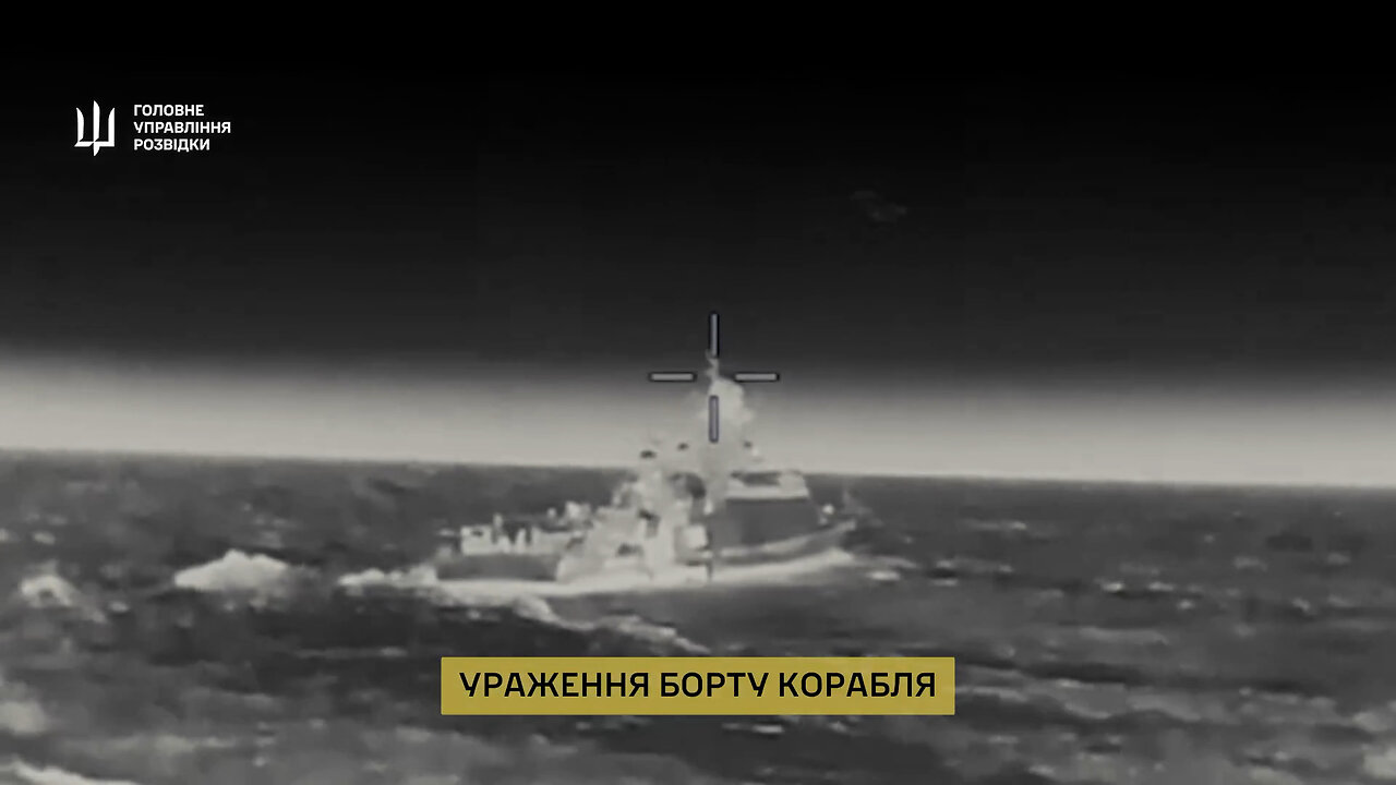 Drone films attack on russian missile ship