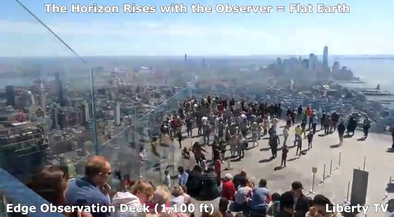 GLOBE IS A PSYOP! IF EARTH WERE A GLOBE, THE HORIZON WOULD NOT RISE WITH RIDERS IN A SCENIC ELEVATOR
