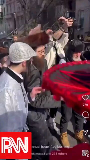 Jewish folks burning Israeli flag in NY