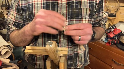 Sharpening a wooden strap cutter blade for leather working