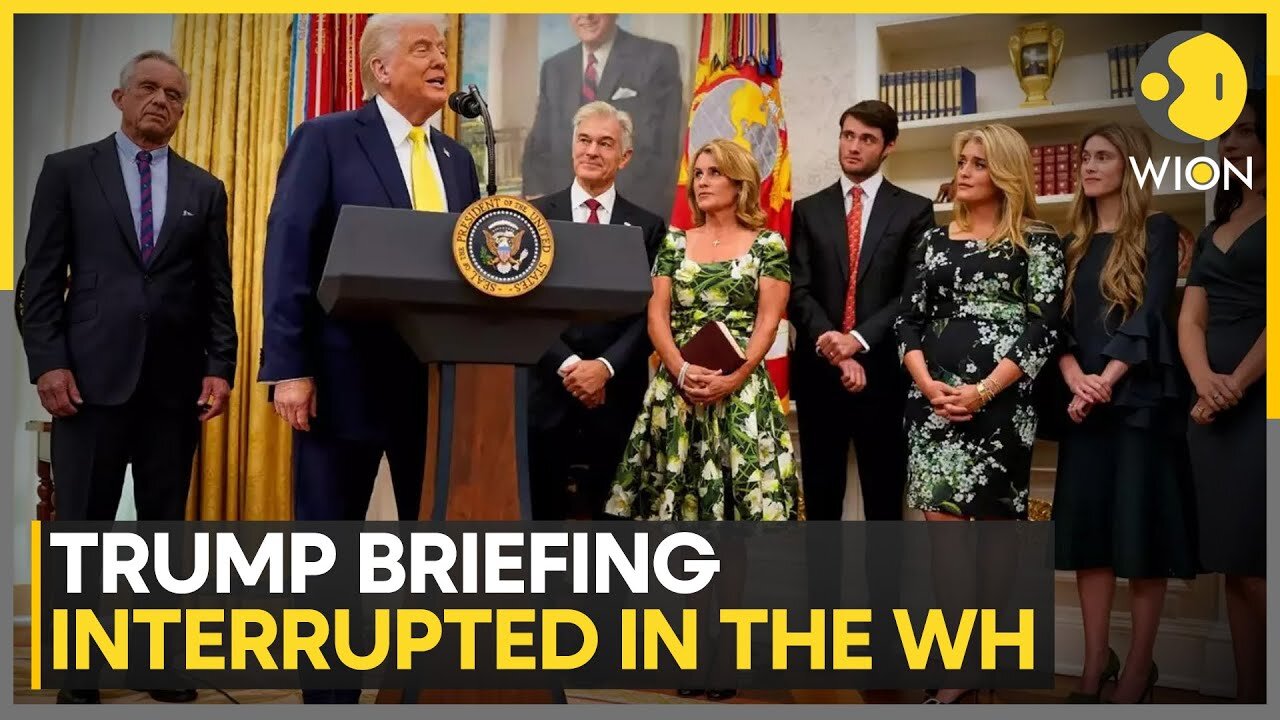 Trump Briefing Interrupted As Girl Faints During White House Oval Office Speech | World News