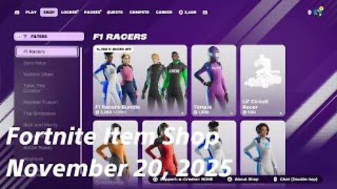 Fortnite Item Shop|November 20, 2025(*New* F1 Racers Bundle & More)