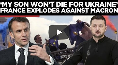 Protesters tear EU flag as thousands rally in Paris against France's Ukraine troop plan