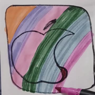 Apple Logo🧡🫀🫰💚💧🐉 Satisfying Colouring | Relaxing ASMR Art with Rainbow Colors #shorts #satisfying